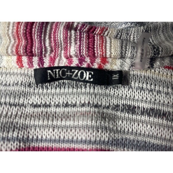 NIC+ZOE Women's Plus Size 1X Linen Blend Boho Western Space Dye Cardigan Sweater - Picture 3 of 6